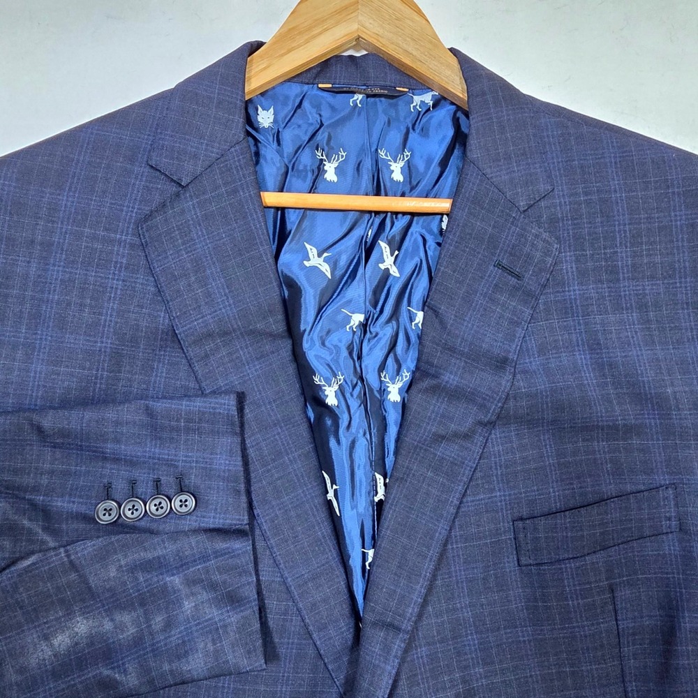 Brooks Brothers Blazer Mens 46R Blue Plaid Novelty Lining Sport Coat Suit Jacket